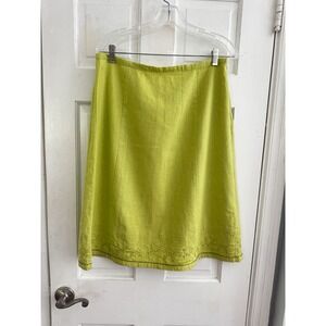 Sag Harbor Linen Blend A-Line Embroidered Midi Skirt Size‎ 14 Career